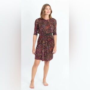 SALONI Dress Karla Silk Salmon‎ Leopard Print Sheath NWT Sz 4